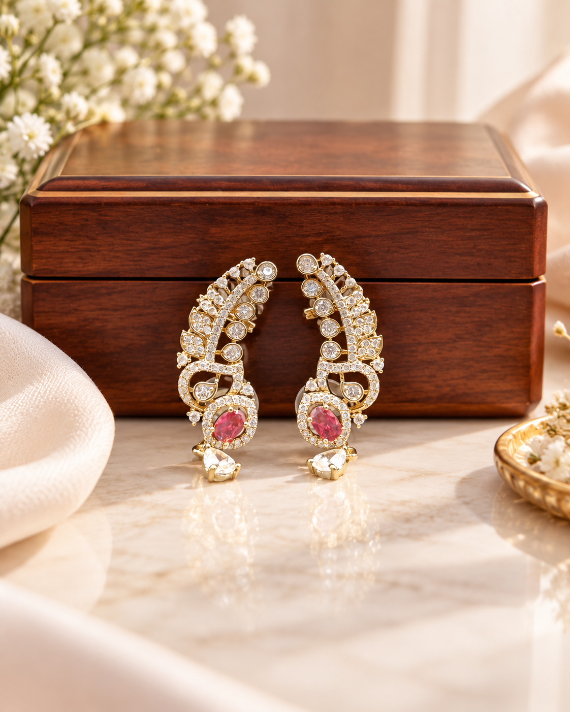 Scalloped Winged Ear Climber Earrings